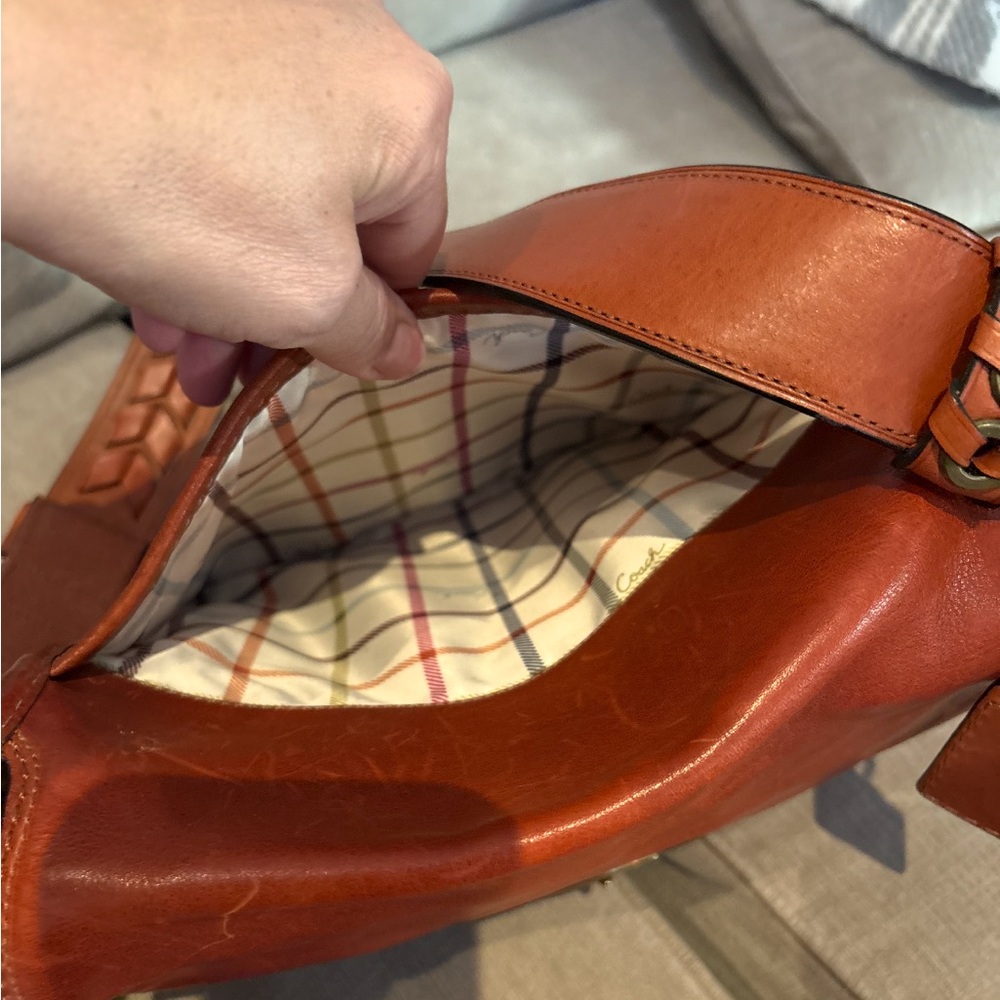 Coach Leather Crossbody Saddle Bag in Deep Brown-Red with Brass Buckle - Picture 7 of 7